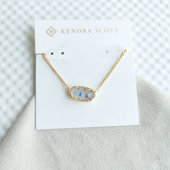 Kendra Scott Gold Red White Blue Star Elisa Necklace NEW - Picture 1 of 4
